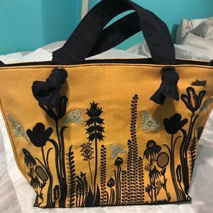 Black Yellow Floral/ Plants/ Bee Tote